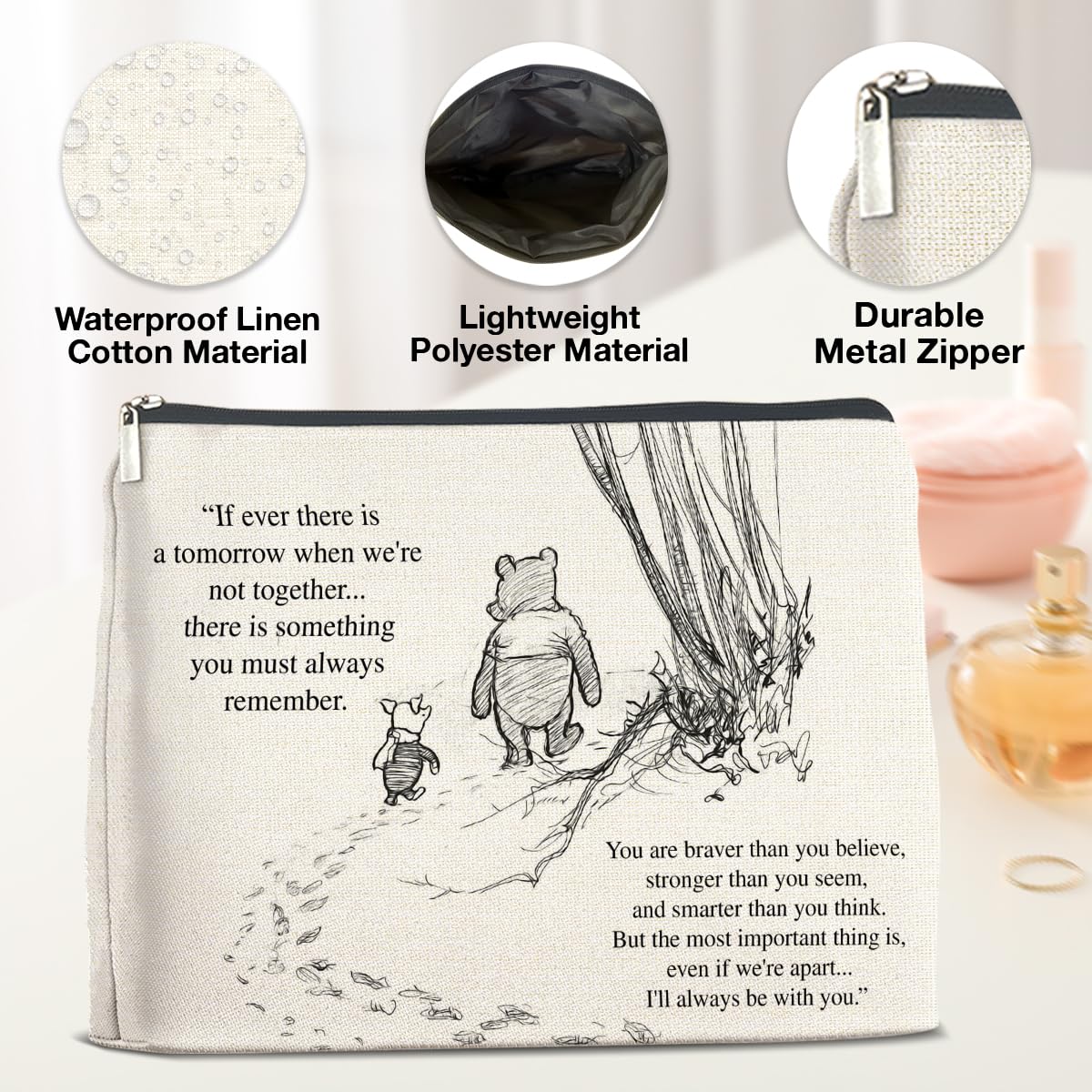YeleY Pooh Bear print detail highlights playful yet stylish accessory