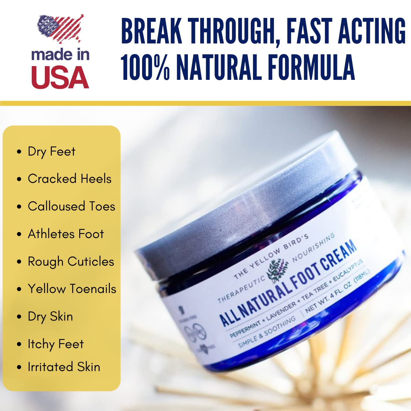 Yellow Bird Foot Cream organic ingredients highlight