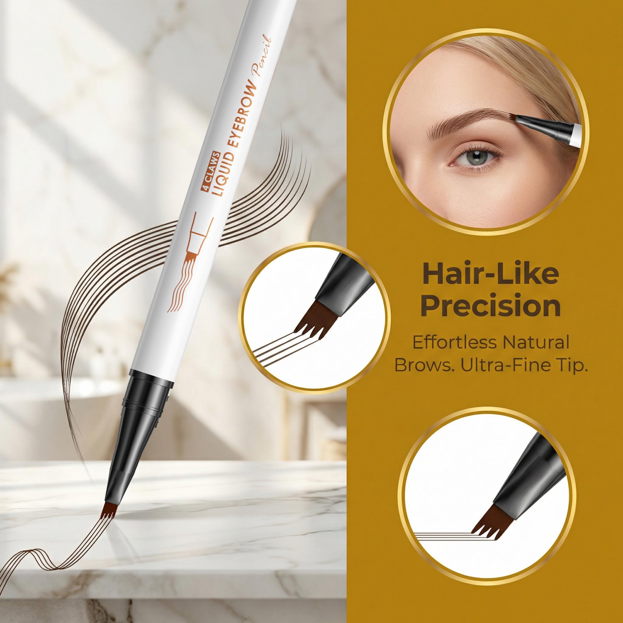 YeMoMo four-tip applicator demonstrates microblading-like brow definition.