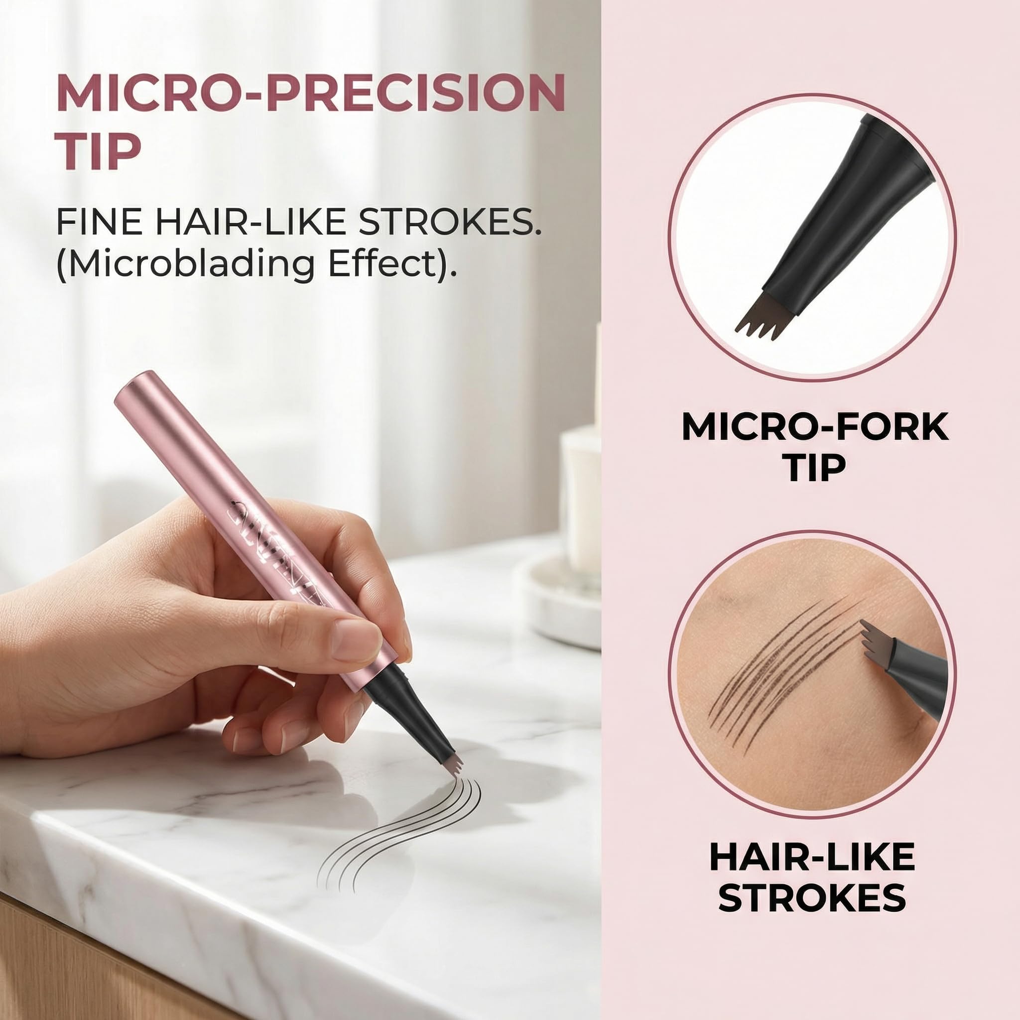 YeMoMo precision applicator detail for controlled brow definition.