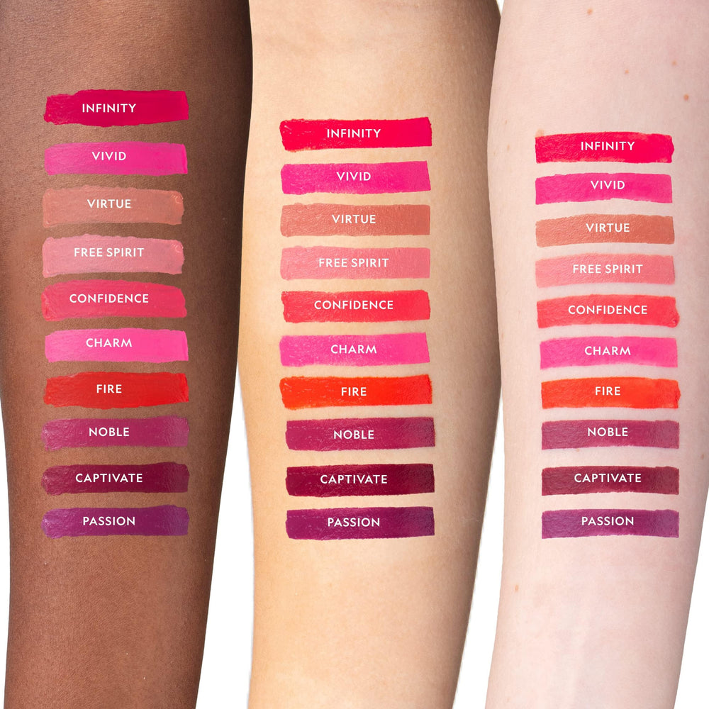 YENSA hyaluronic acid swatch highlights hydrated plump-looking lips.