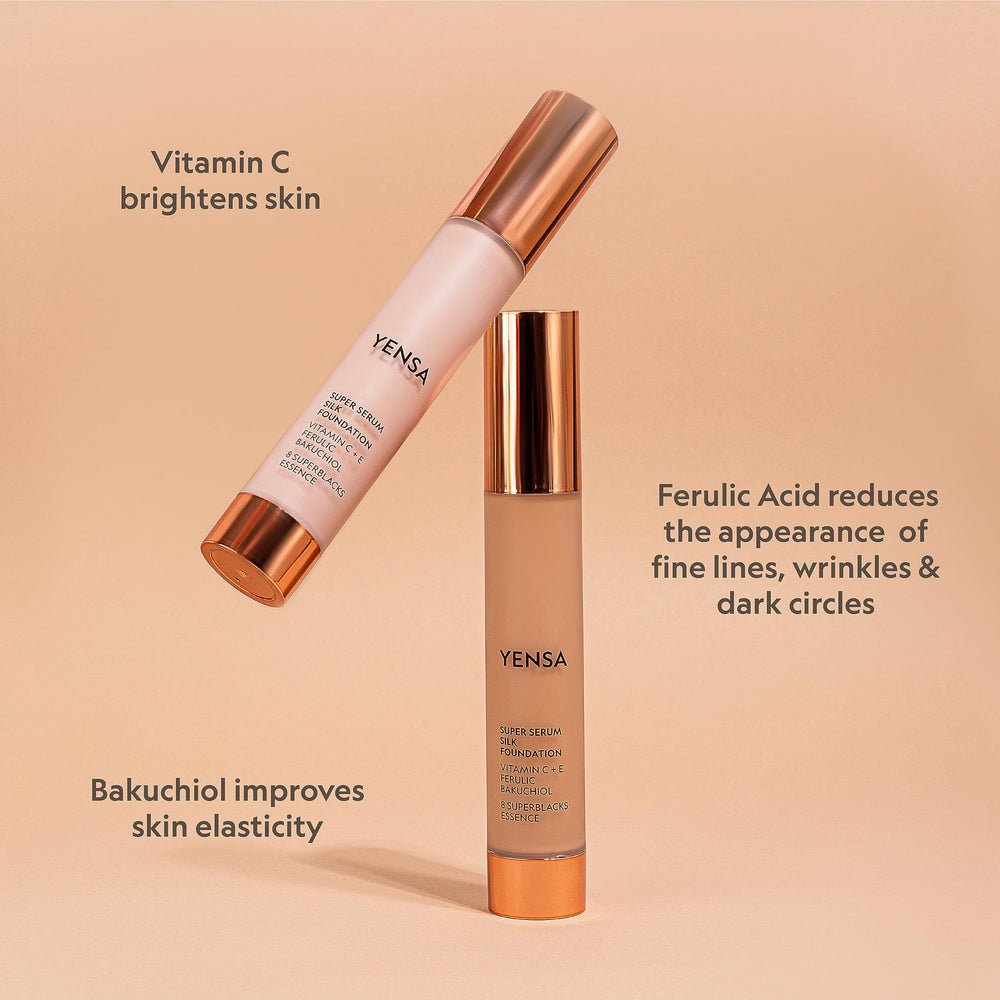 YENSA Serum Foundation pump closeup highlights easy dispensing and control.