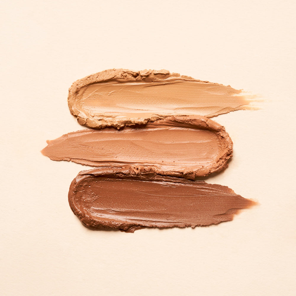 Illustration of eight superfoods in YENSA bronzer, including black sesame and black tea.
