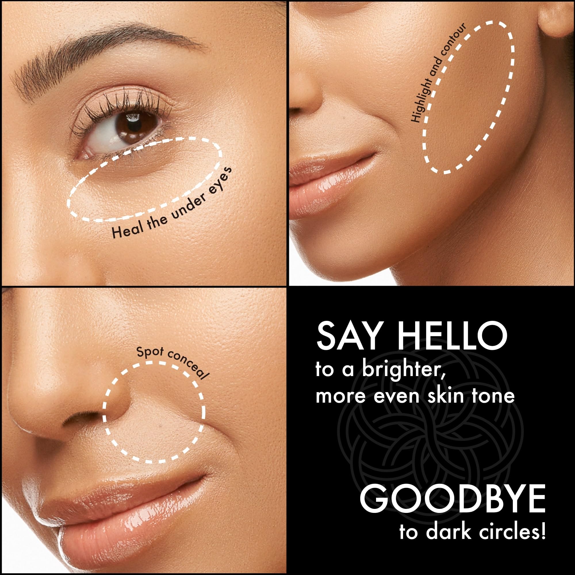 Under-eye application with YENSA concealer brightening and creaseless finish