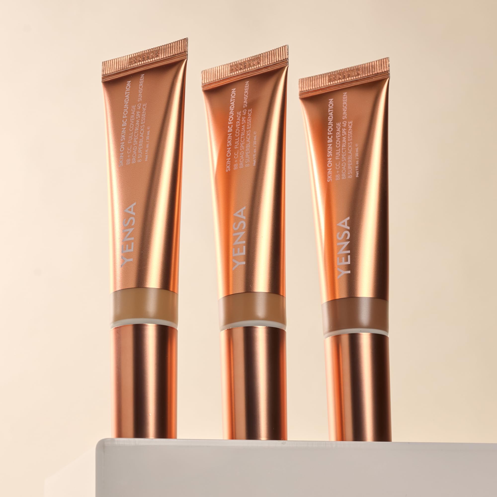YENSA Skin on Skin BC Foundation back label with ingredients and shade information for informed choices