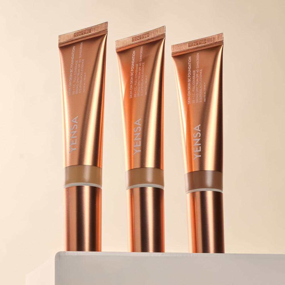 YENSA Skin on Skin BC Foundation swatch showing buildable coverage