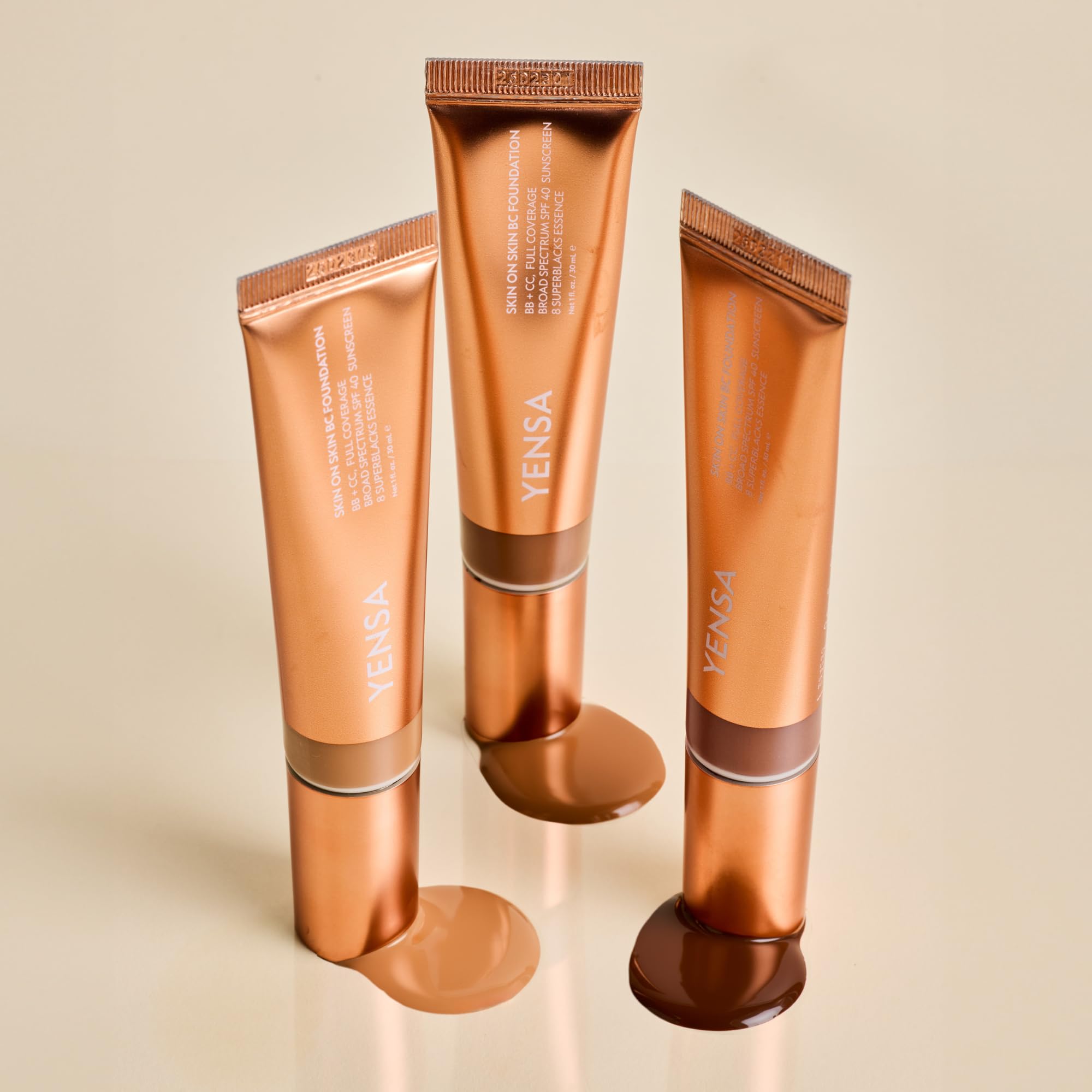 YENSA foundation swatches displaying tan neutral undertone and color match