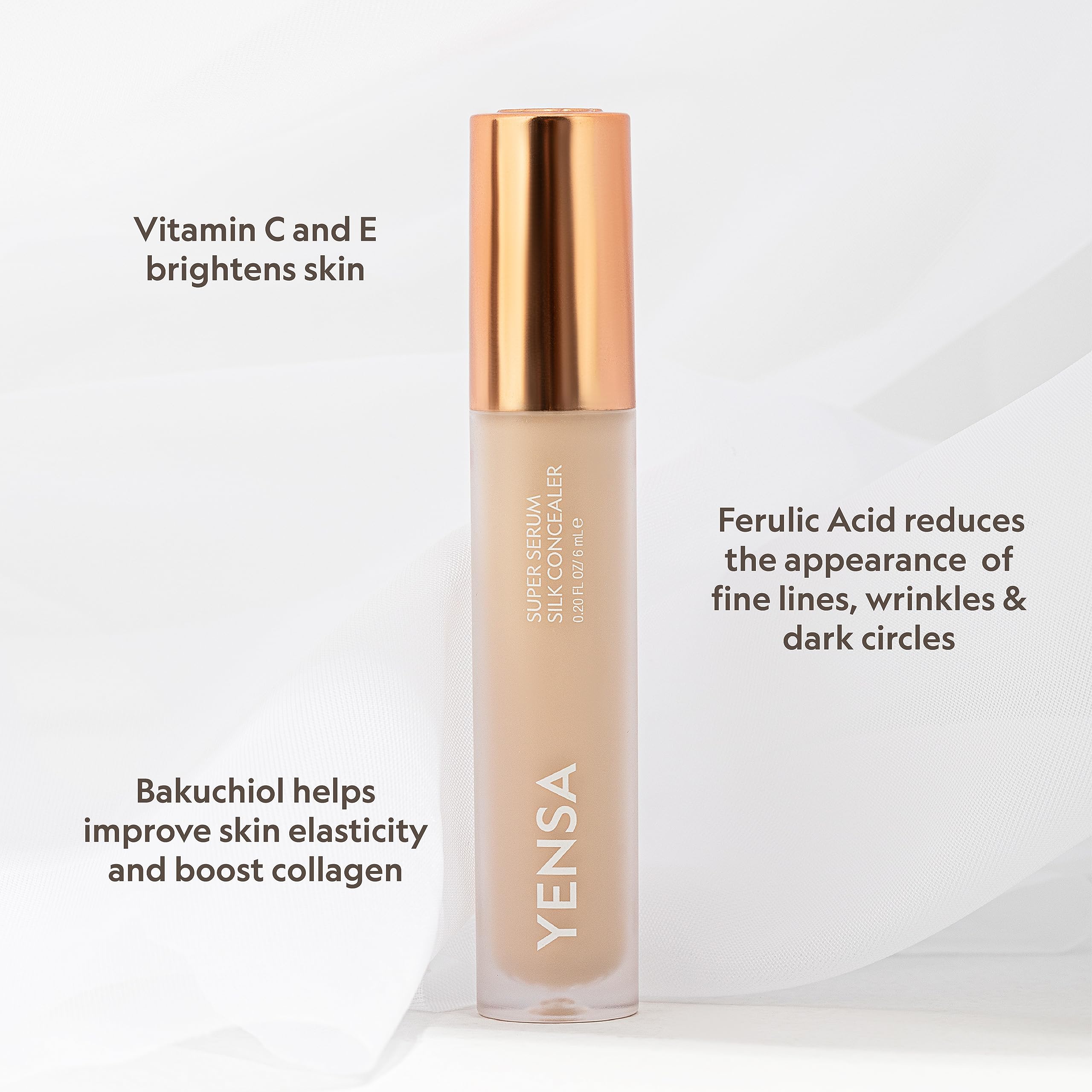Bakuchiol and Ferulic acid in YENSA support skin-friendly coverage and glow.