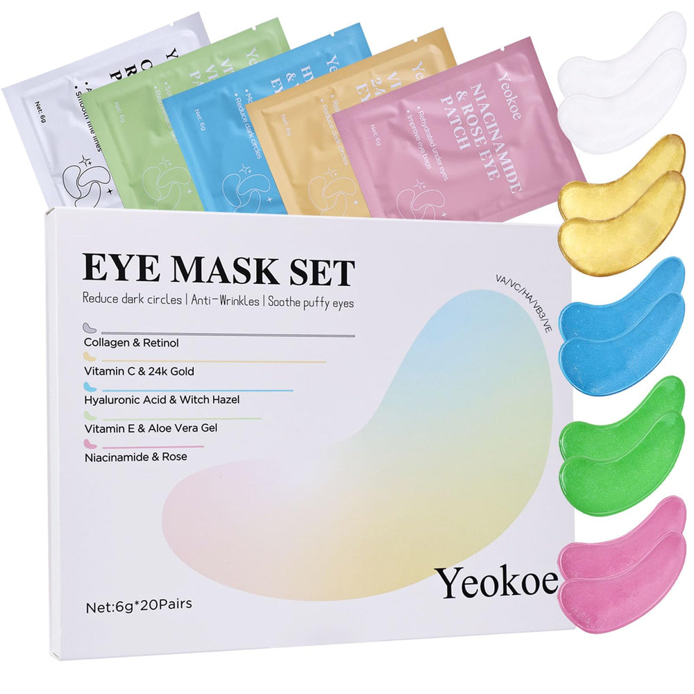 Yeokoe eye patches collagen-retinol close-up, targeting fine lines around the eyes