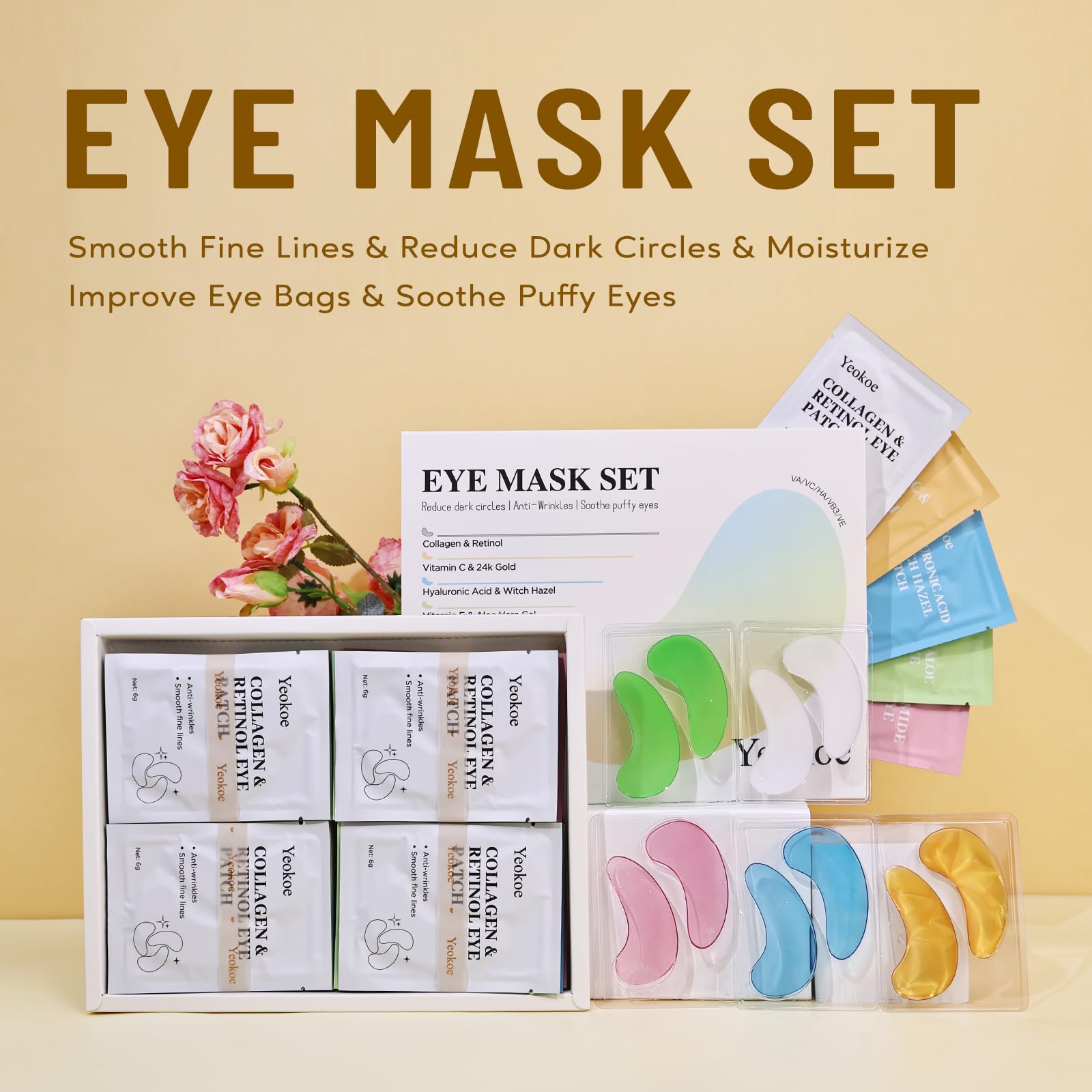 Yeokoe eye patches vitamin-c-24k-gold close-up, brightening under-eye area