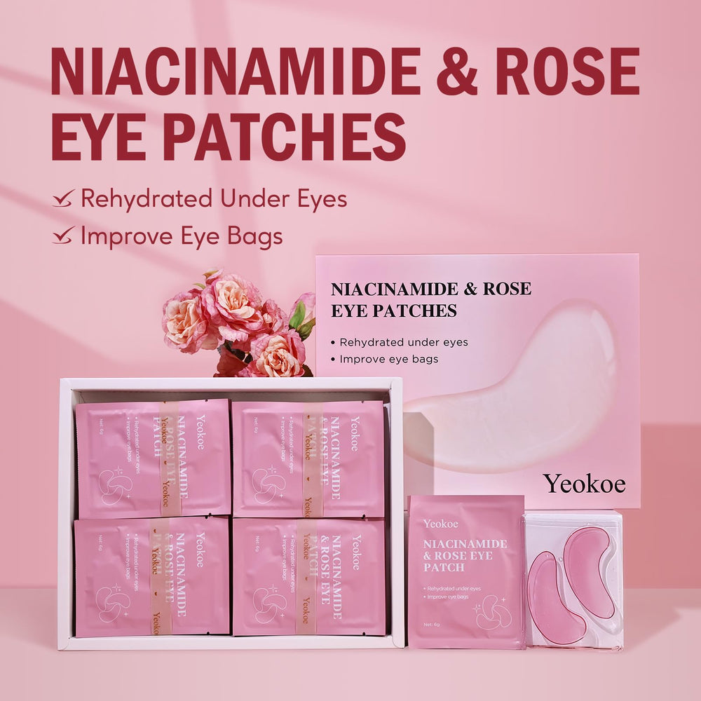 Yeokoe niacinamide eye patches texture close-up showing smoothing potential.