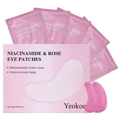 Yeokoe rose-hydration eye patches close-up show moisture delivery.