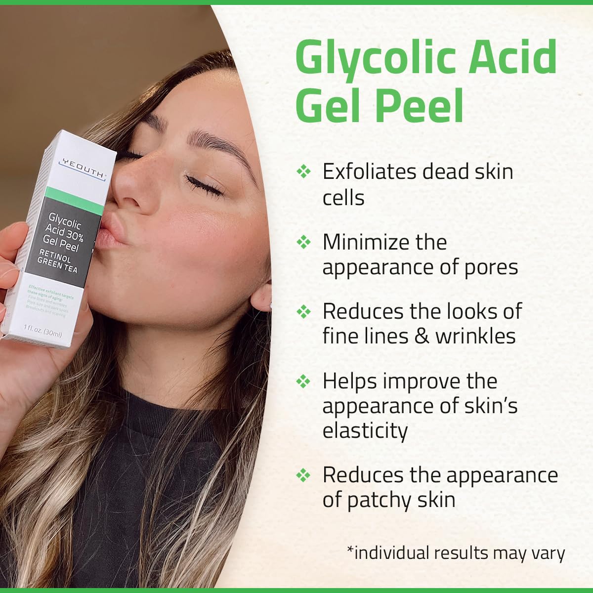 YEOUTH at-home exfoliation concept emphasizing monthly use for texture control