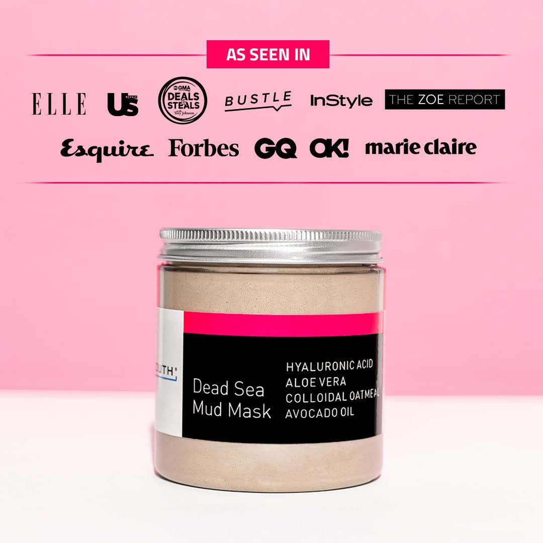 YEOUTH Dead Sea Mud Mask jar closeup highlighting mineral-rich formula for refined pores