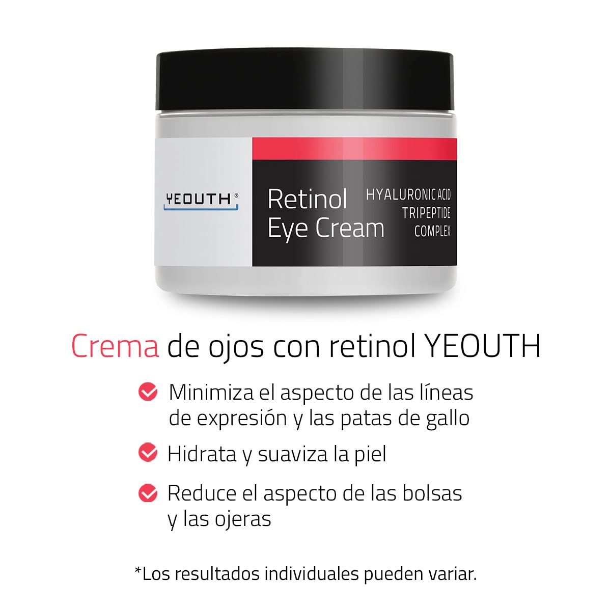 YEOUTH eye cream relieves dryness around the delicate eye area.