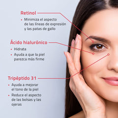 YEOUTH eye cream with tri peptides helps a firmer-looking orbital area.