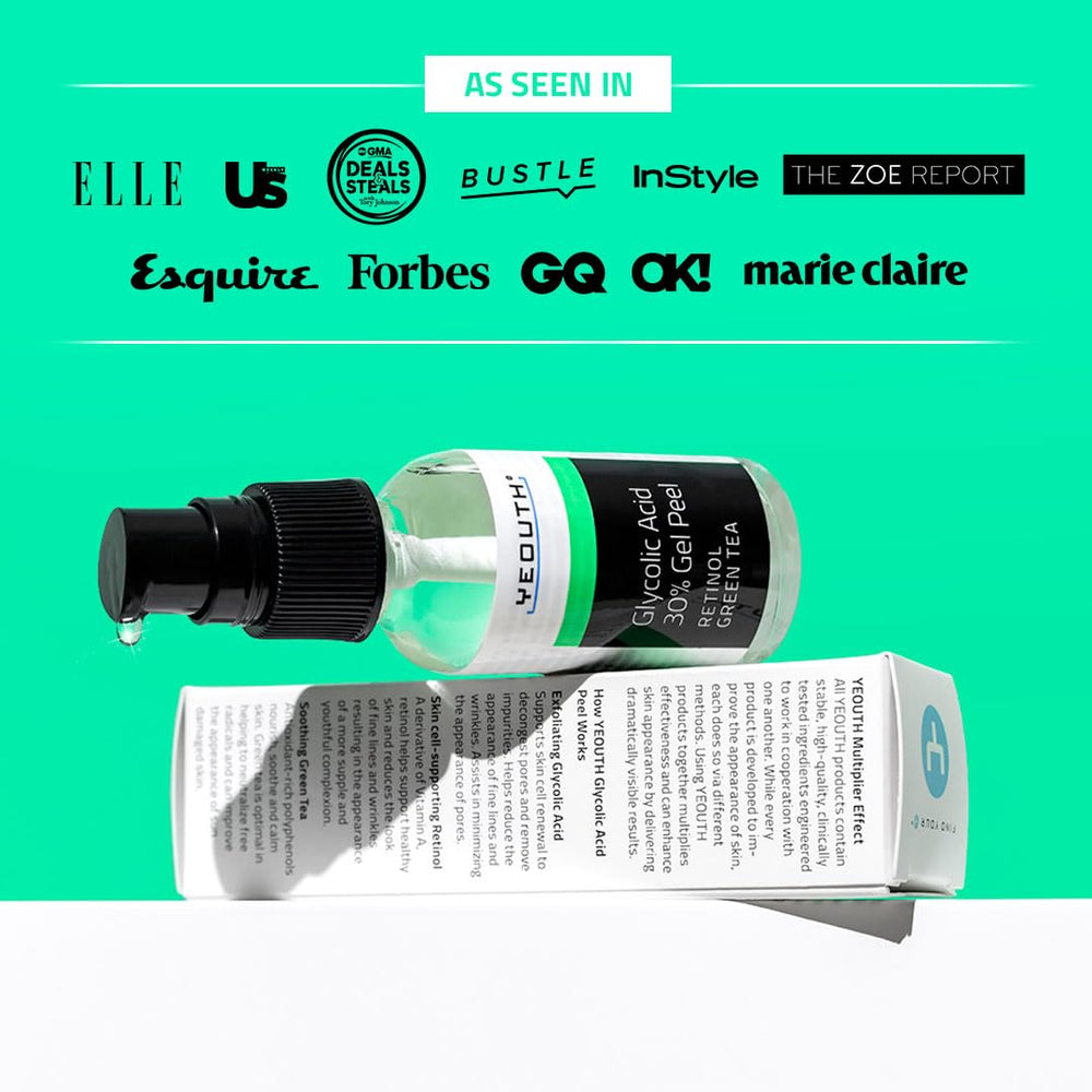 YEOUTH glycolic acid peel application demonstrates a controlled layer for exfoliation.