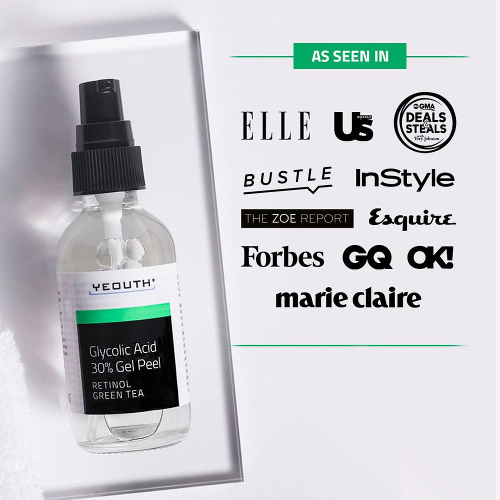 YEOUTH Glycolic gel texture close-up highlighting gentle exfoliation