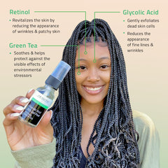 YEOUTH Glycolic Acid Peel label shows Retinol and Green Tea for brighter skin