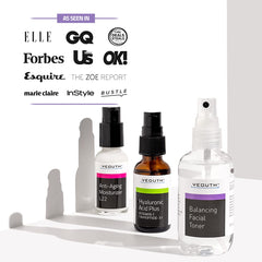 YEOUTH hyaluronic acid serum label close-up with vitamin C notes.