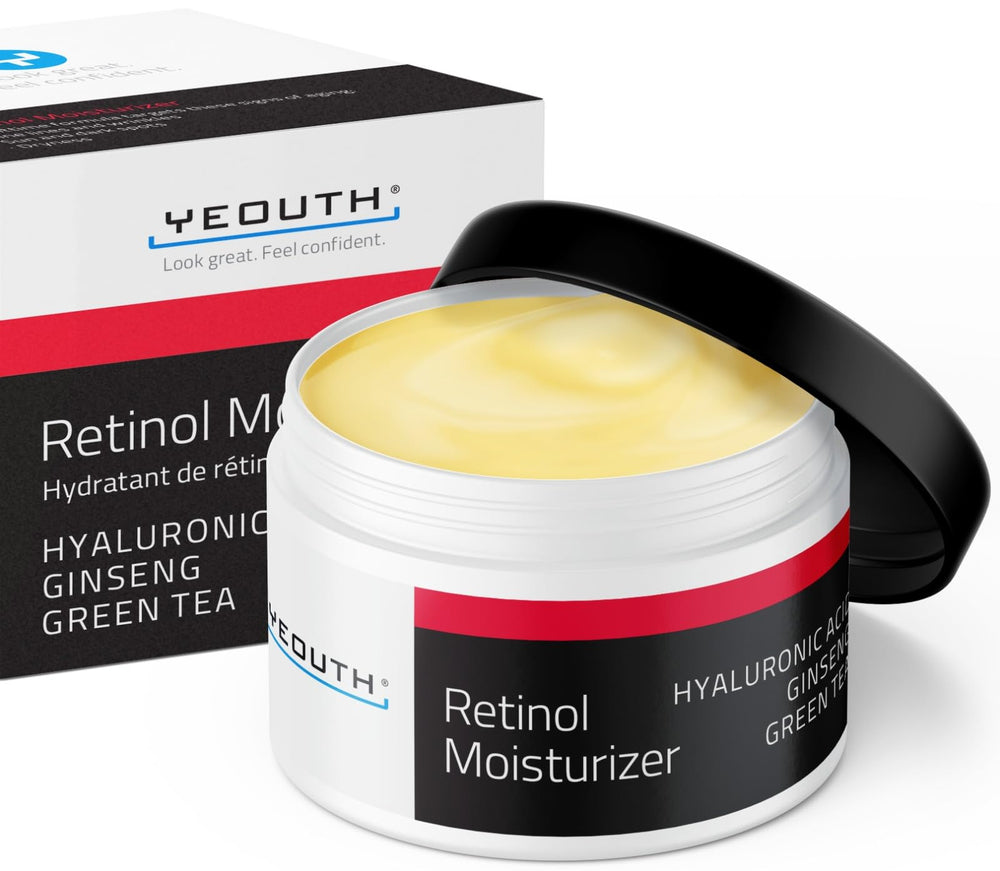 YEOUTH Retinol Cream with Hyaluronic Acid nourishes skin with overnight hydration.