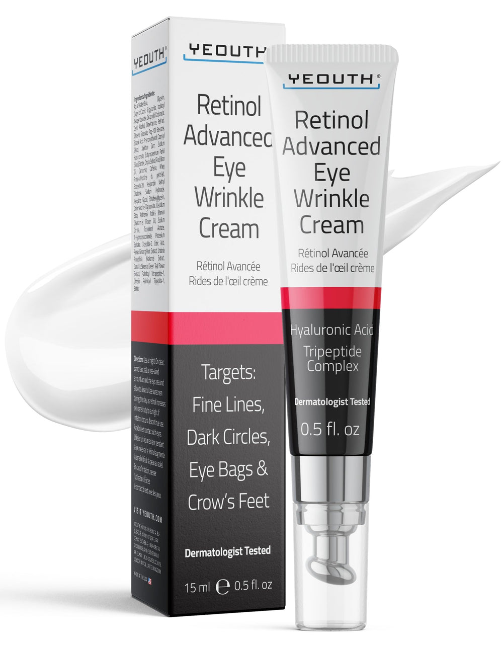 YEOUTH Retinol Eye Cream bottle with pump for precise nighttime dosing