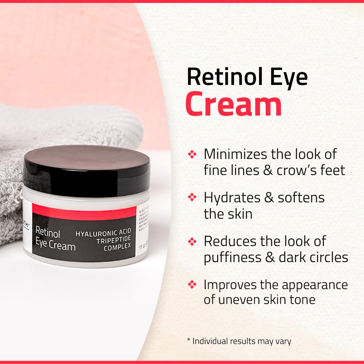 YEOUTH retinol eye cream closeup shows luxe texture and wrinkle-fighting potential