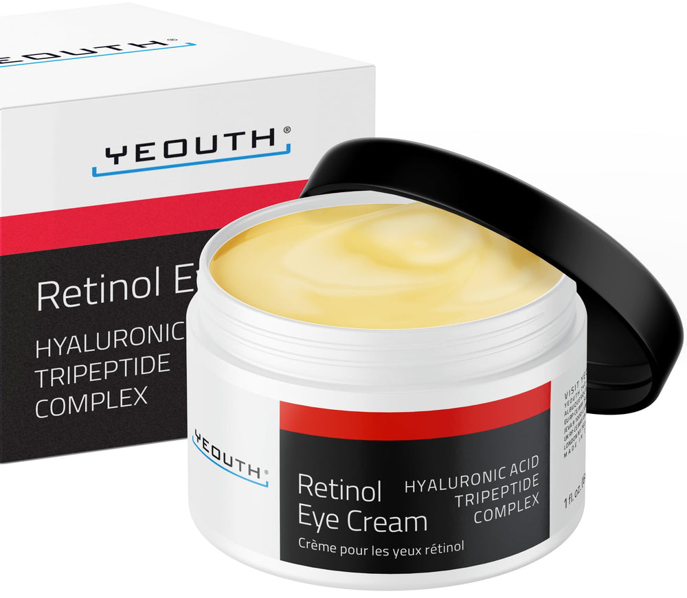 YEOUTH retinol eye cream targets the under-eye area for smoother, hydrated skin.