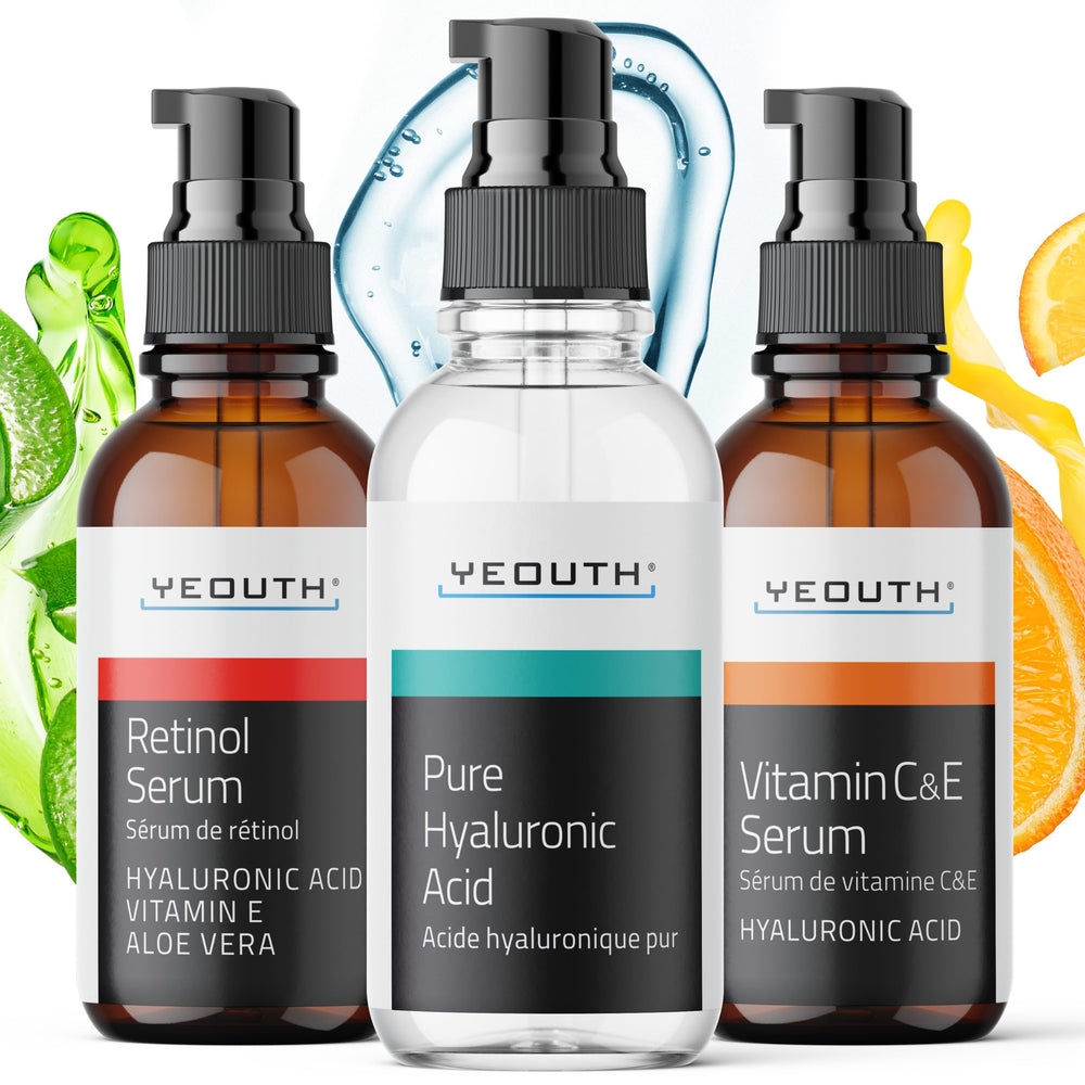 YEOUTH retinol serum bottle close-up for night care and skin smoothing