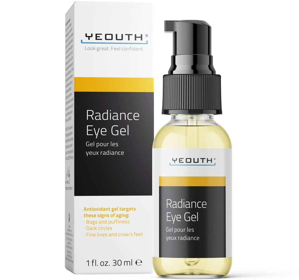 YEOUTH Under Eye Gel with Hyaluronic Acid in a 1oz tube for hydrated under-eye skin.