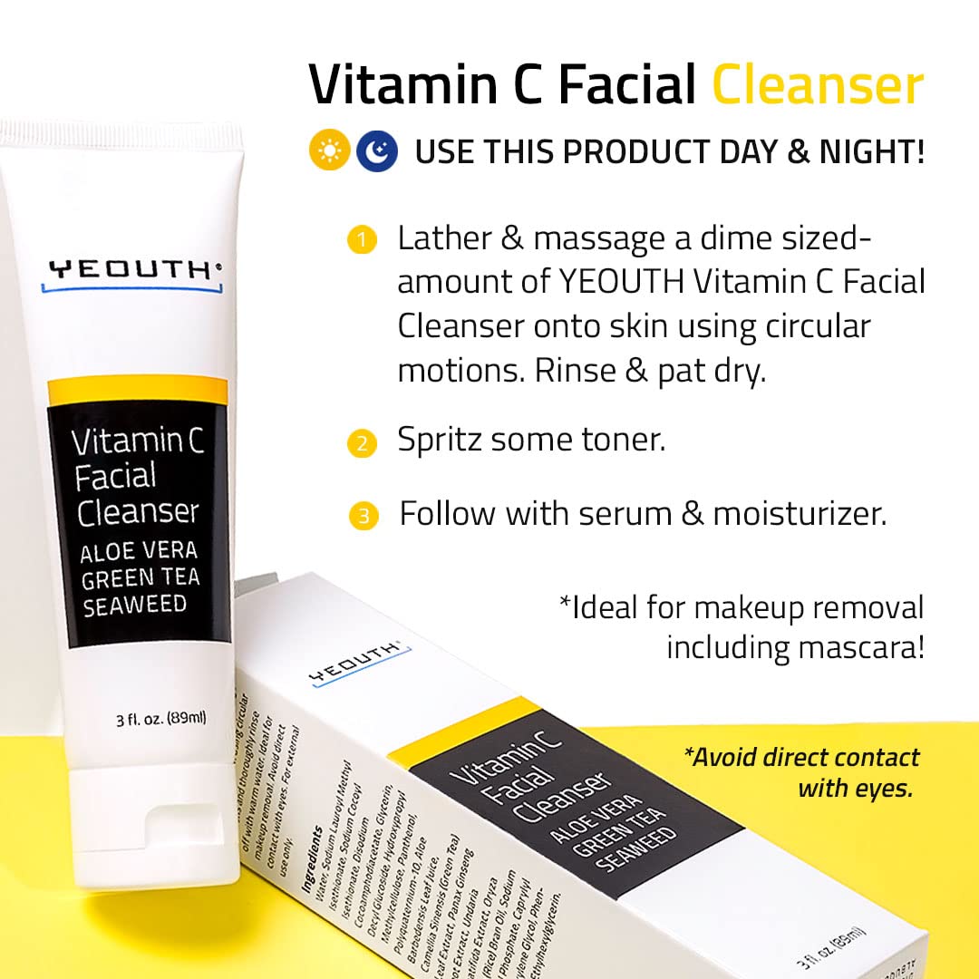 YEOUTH Vitamin C Cleanser travel-size bottle for on-the-go skincare.