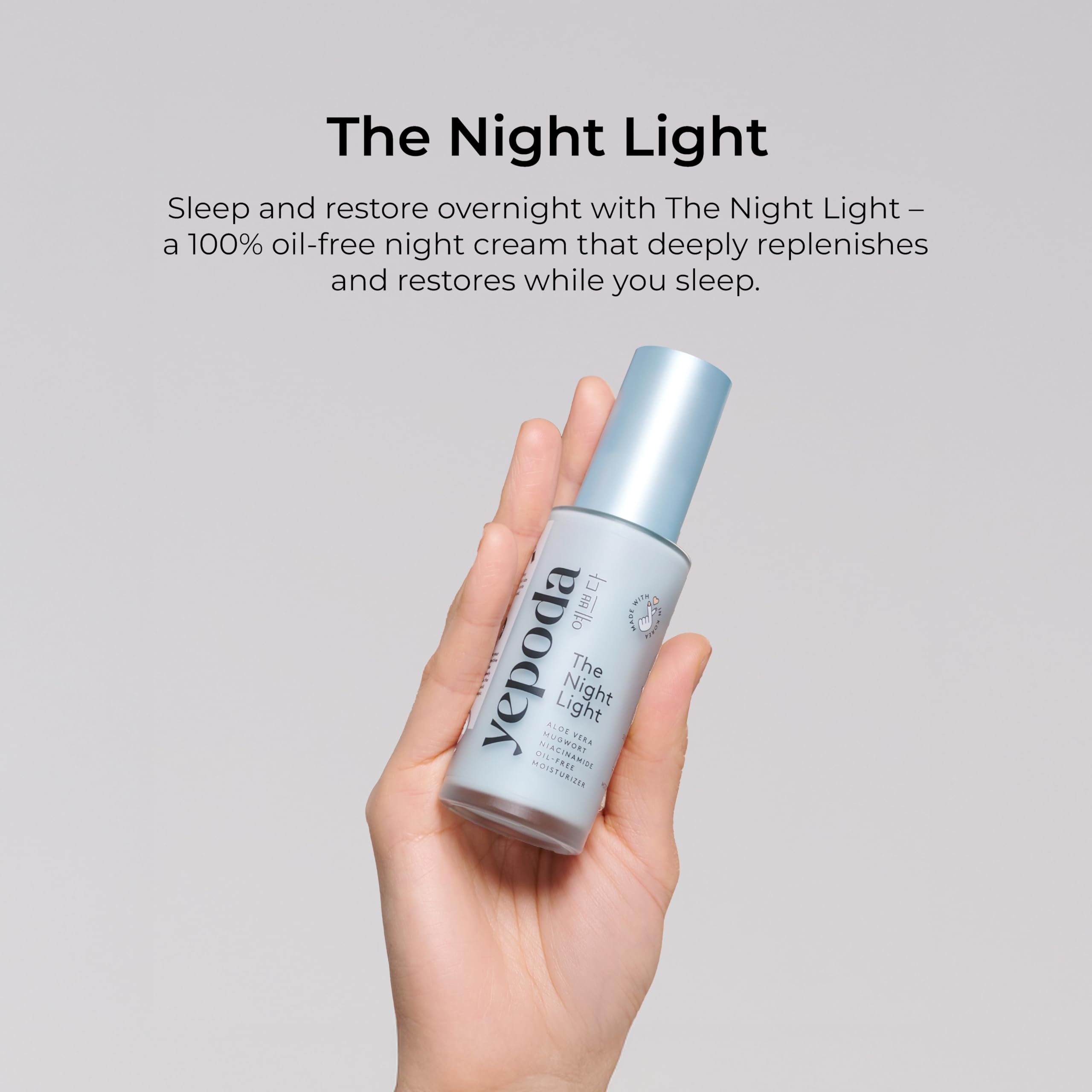 Yepoda The Night Light cream texture ready for a soothing nightly application.