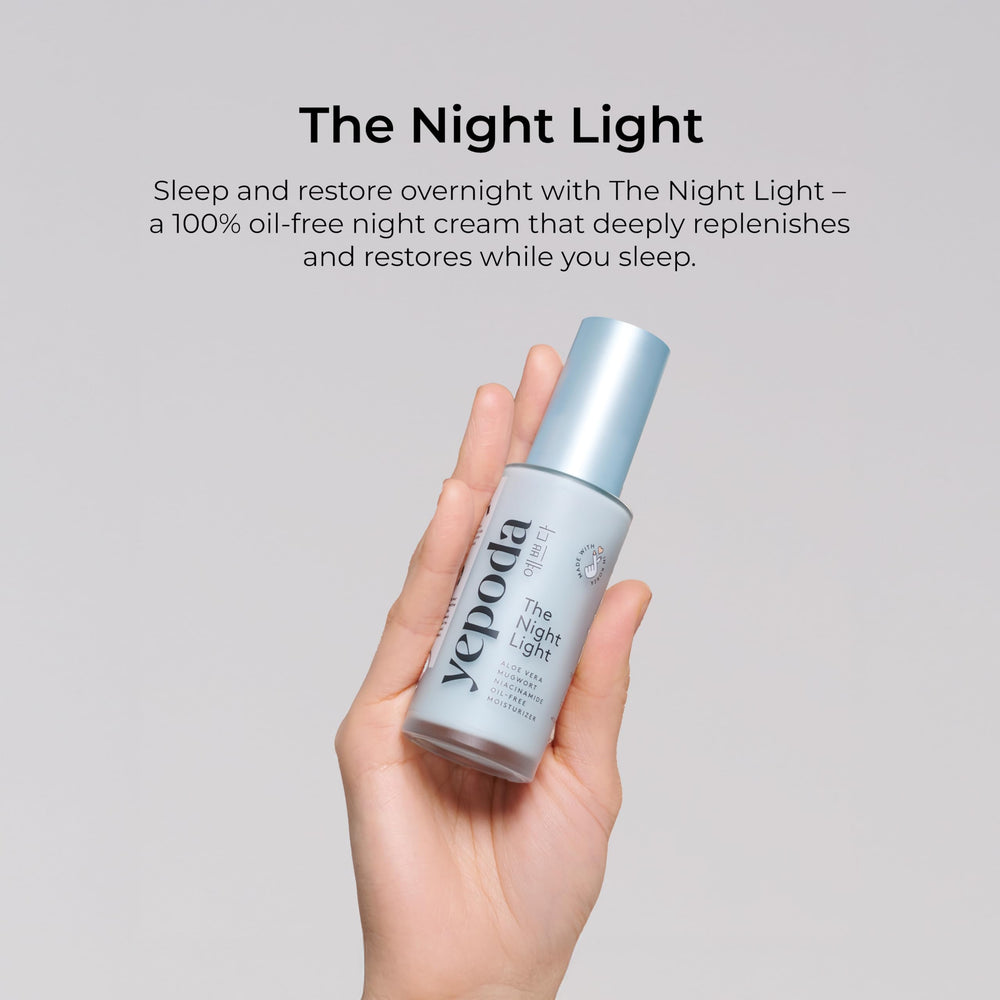 Yepoda The Night Light cream texture ready for a soothing nightly application.