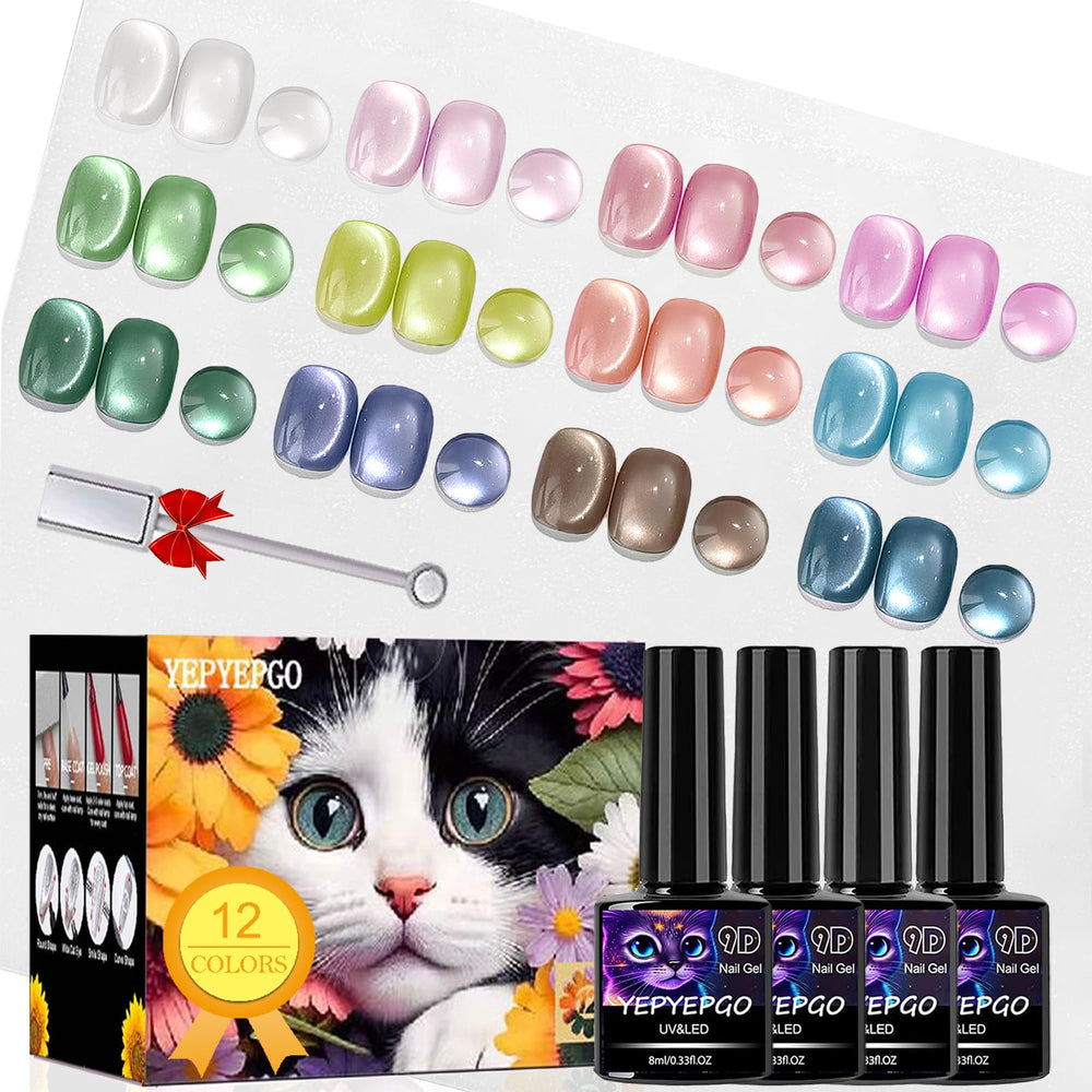 YEPYEPGO 12-color palette close-up for creative nail art looks