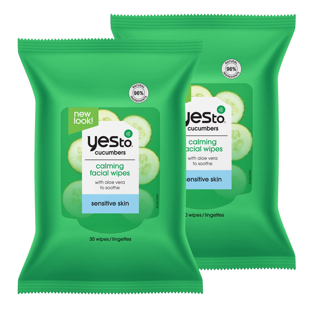 Yes To Cucumbers face wipes pack 2, convenient cleansing on the go.