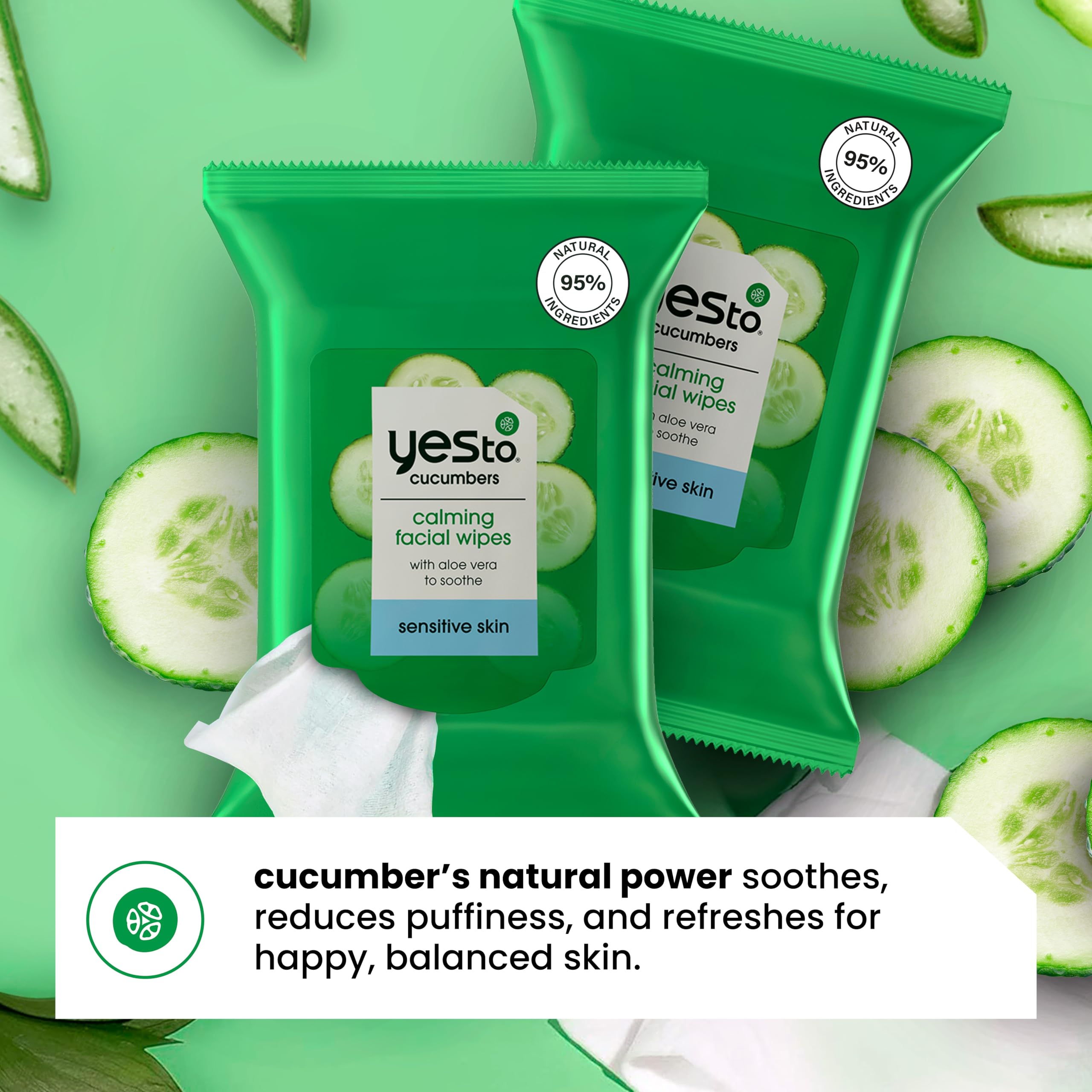 Yes To Cucumbers eye makeup removal wipe for gentle cleansing.