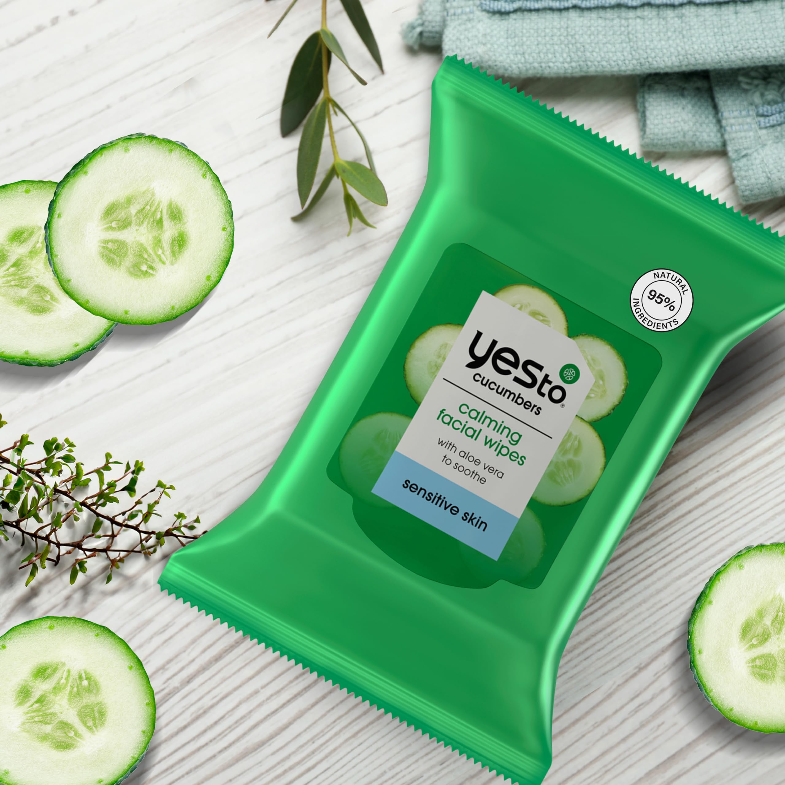 Yes To Cucumbers hypoallergenic formulation for sensitive skin care.