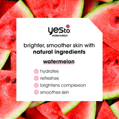 Yes To Watermelon wipes pack back shows ingredients and usage guidance for daily refresh.