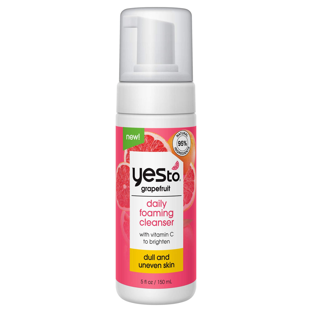 Yes To Grapefruit daily foaming cleanser bottle pump cleanses gently while removing surface impurities