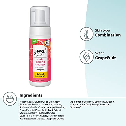 Yes To Grapefruit daily foaming cleanser 5oz packaging offers convenient everyday use