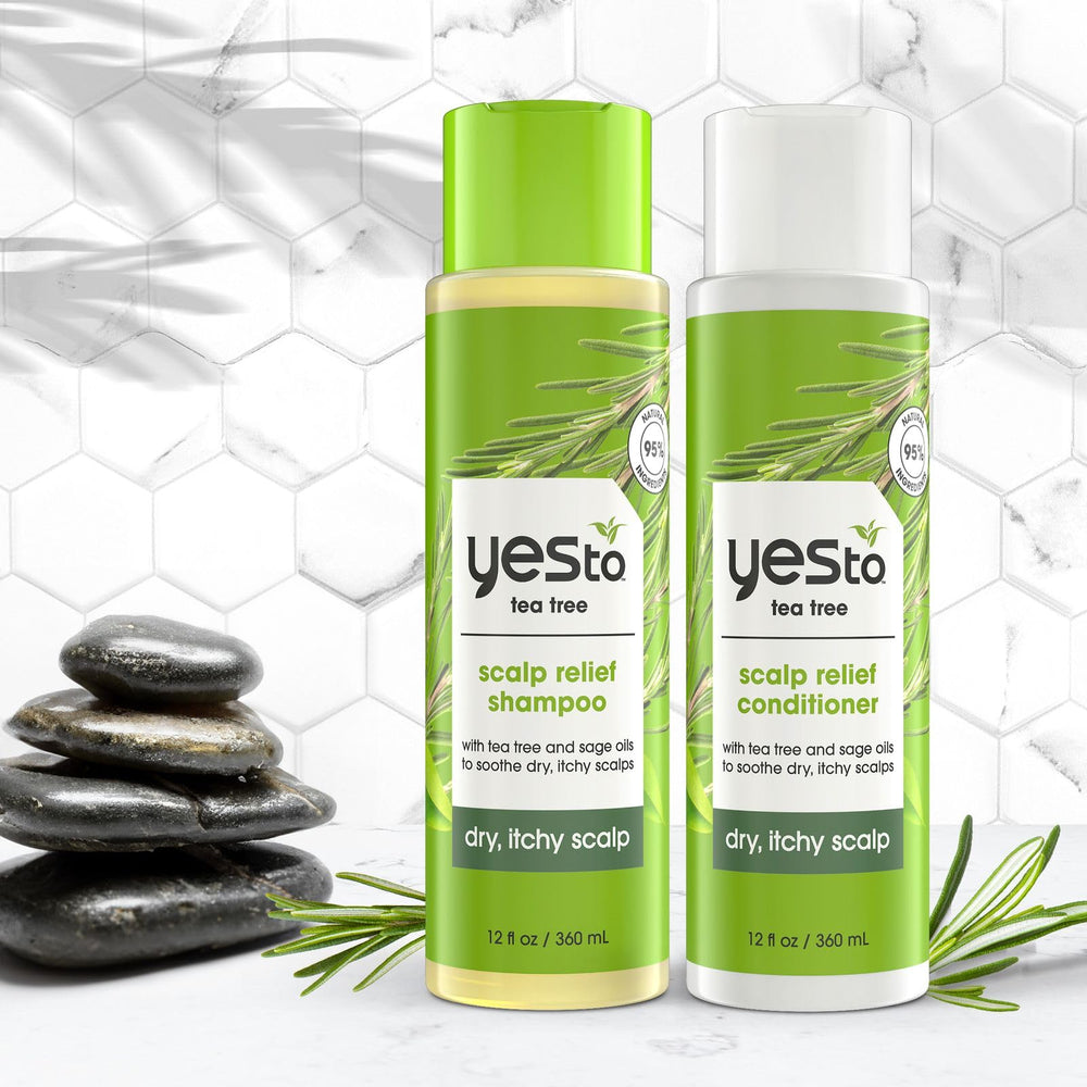 Lush lather from Yes To Tea Tree & Sage Oil Shampoo.