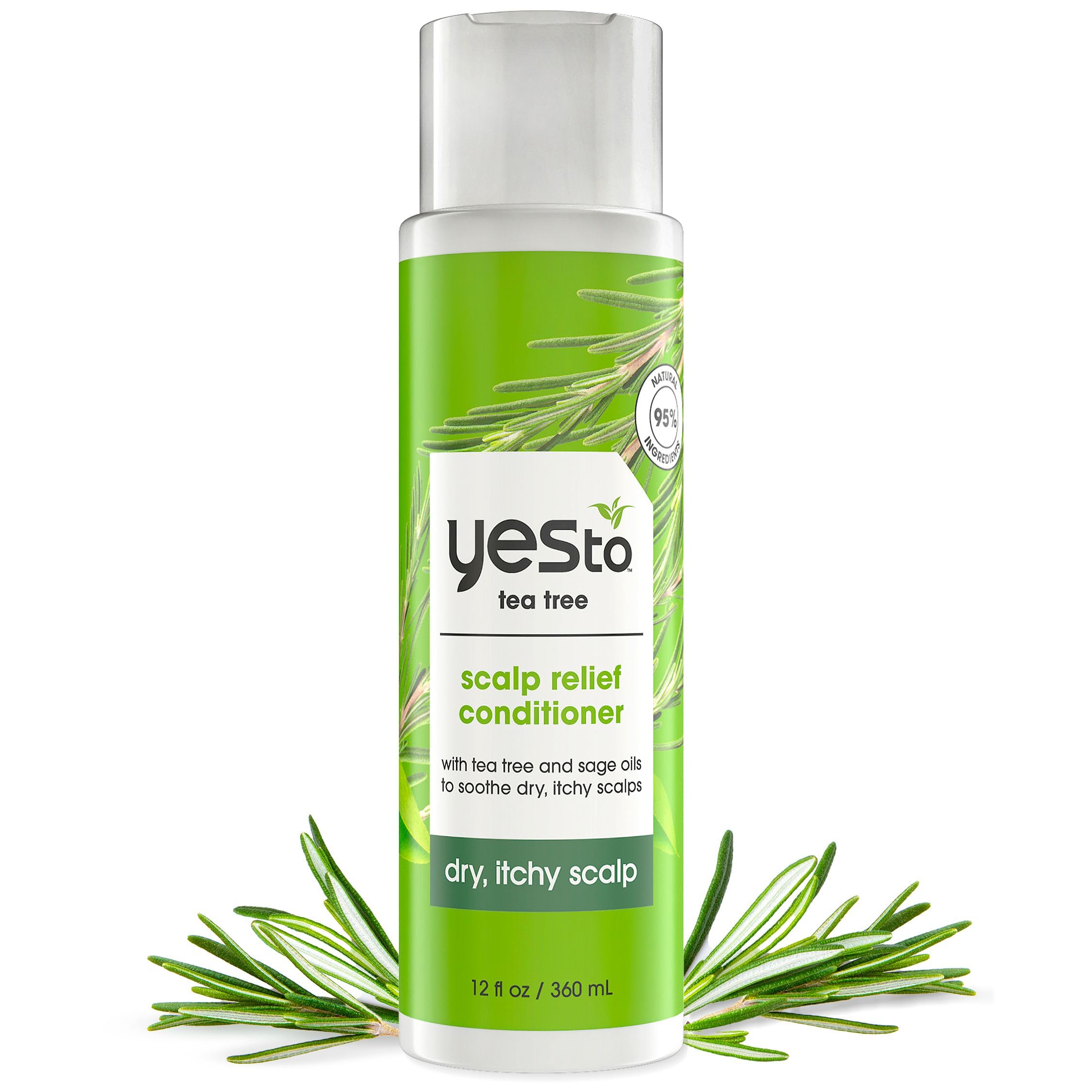 Yes To Tea Tree Scalp Relief Conditioner bottle for easy scalp care