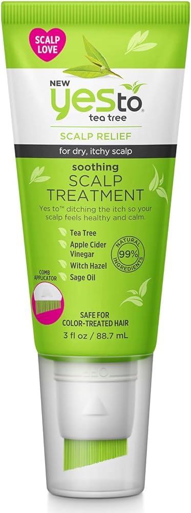 Yes To Tea Tree Scalp Treatment bottle ready for a pre-shampoo cleanse.