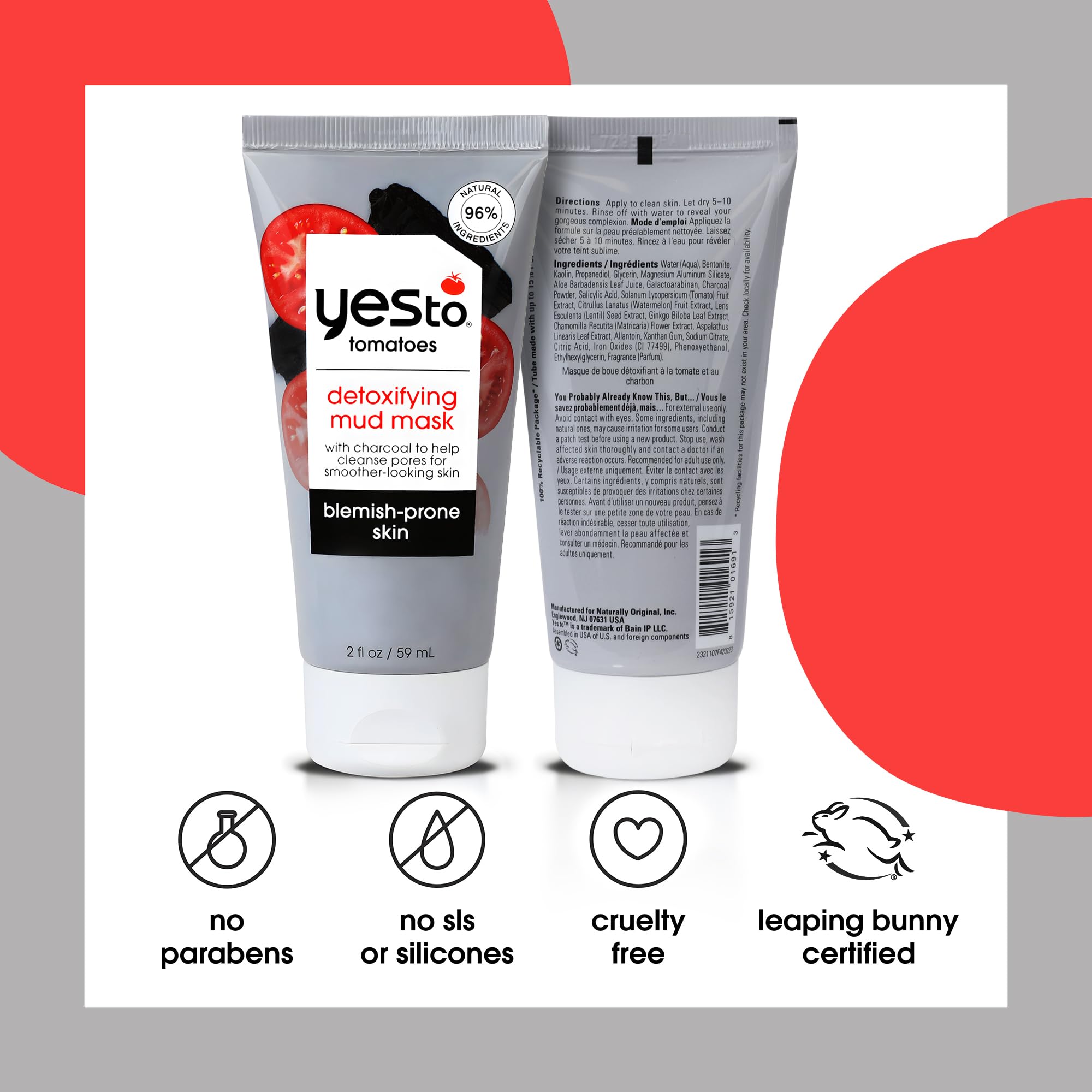 Yes To Tomatoes mask with salicylic acid supporting blemish-aware clarity