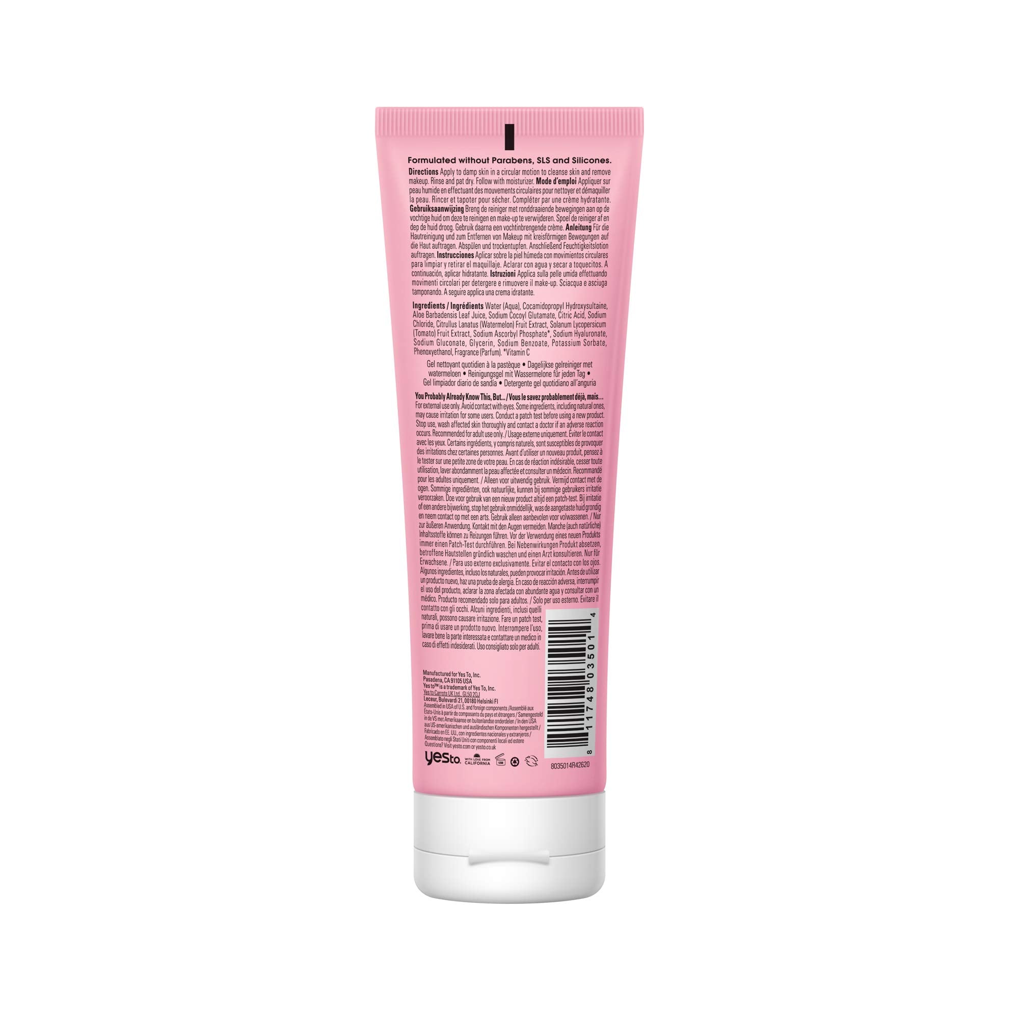 Damp skin being cleansed with Yes To Watermelon Cleanser for refreshing use
