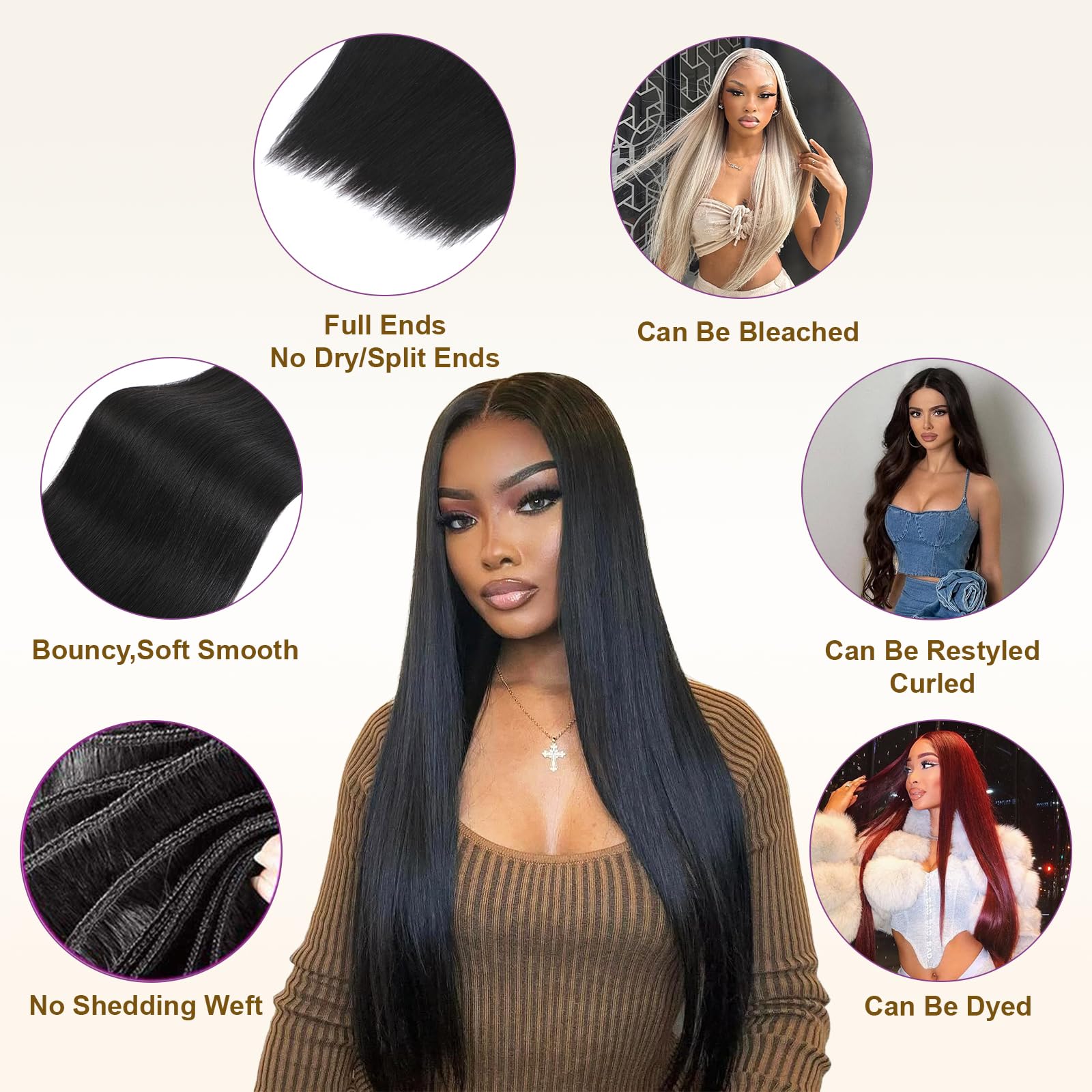 YesBase no-tangle Burmese Virgin Remy hair bundle prevents snagging during styling.