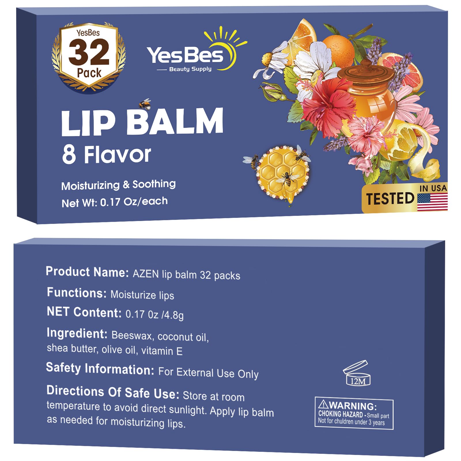 YesBes 32-pack lip balm packaging: ideal gift set for stocking stuffers