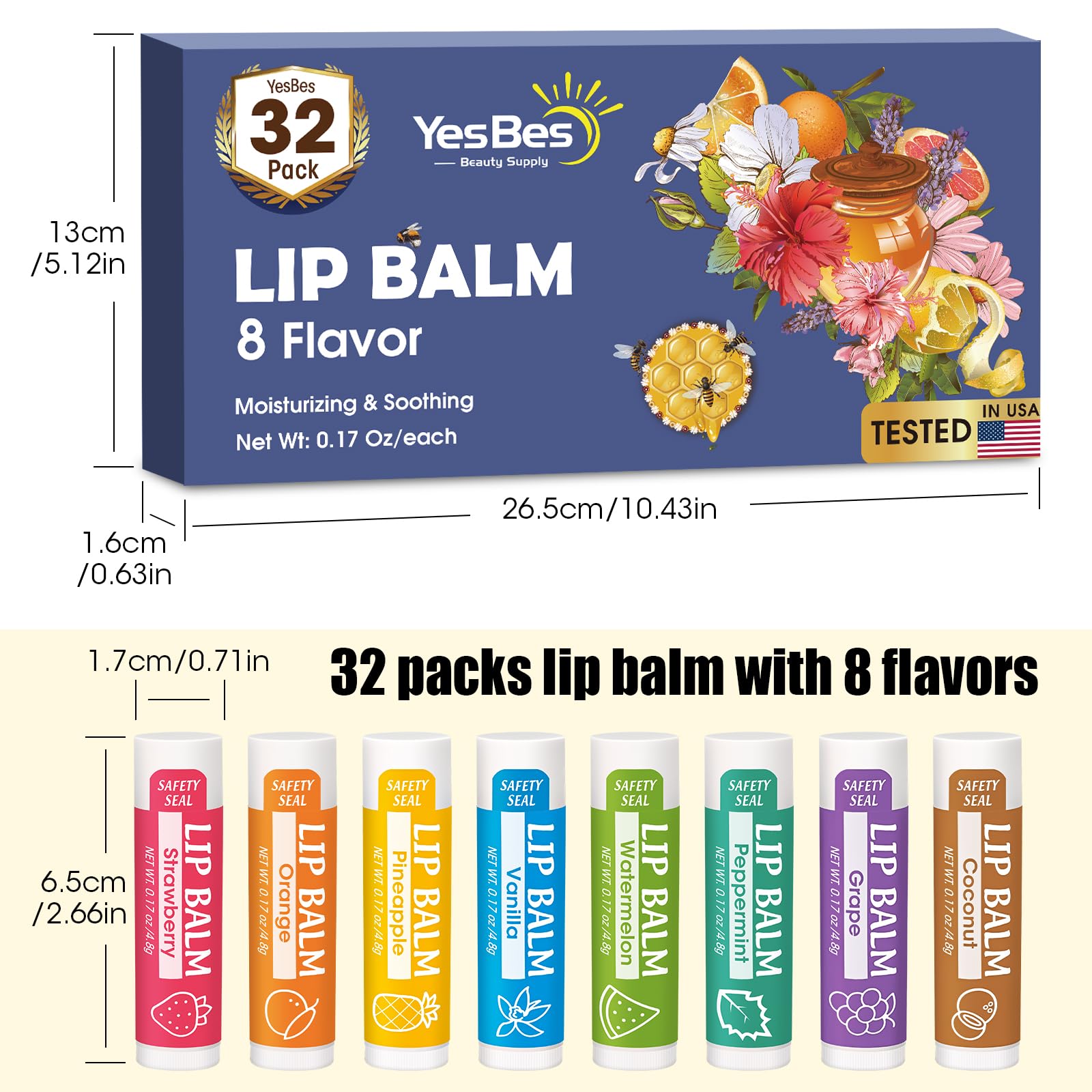 YesBes 32-pack lip balm strawberry: sweet flavor plus soft, smooth lips
