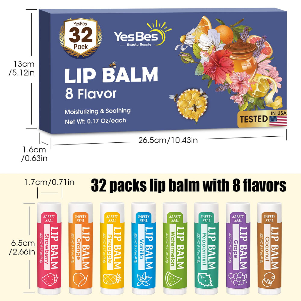 YesBes 32-pack lip balm strawberry: sweet flavor plus soft, smooth lips