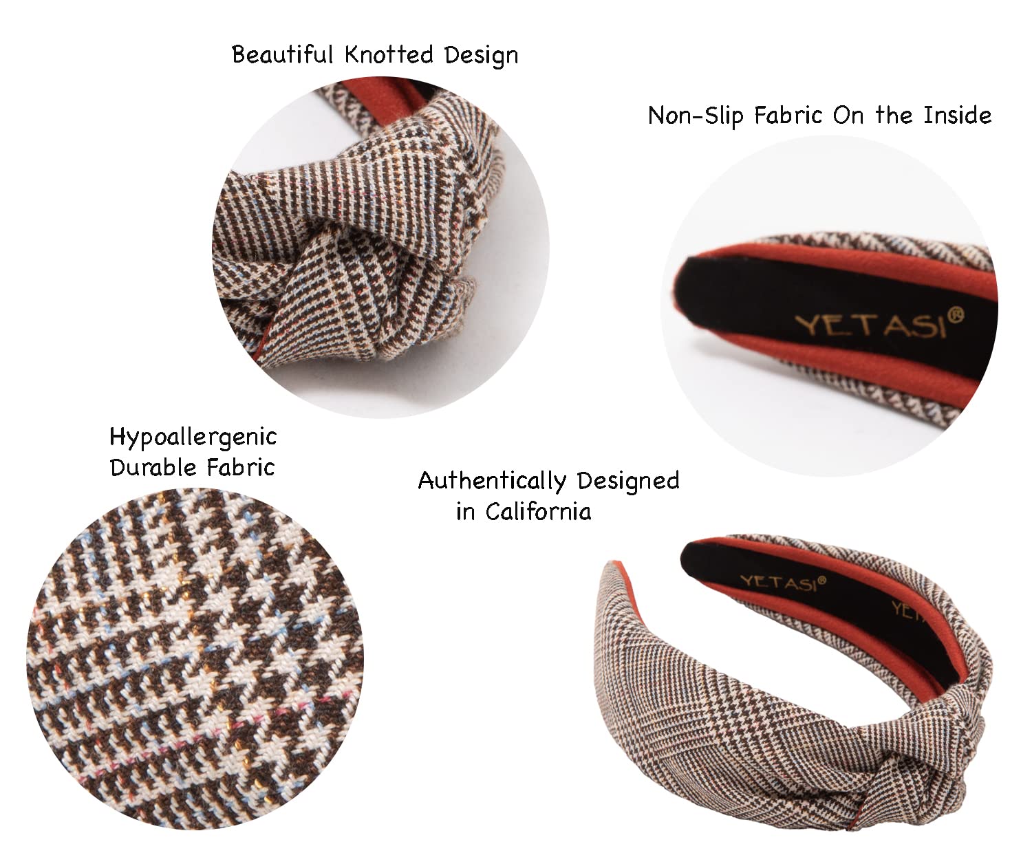 Yetasi brown headband designed for comfortable all-day wear.